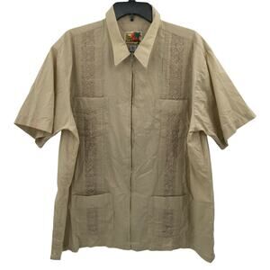 Guayabera Men's Cuban Shirt Short Sleeve X-Large